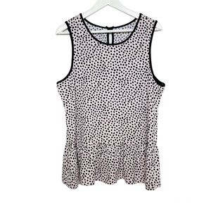 Kate Spade Womens Pajama Tank Top Blush Pink Black Polka Dot Jersey Knit Size XL